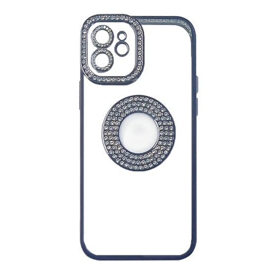 Capa de Silicone Suave com Design de Diamante para Apple iPhone 12 Preto